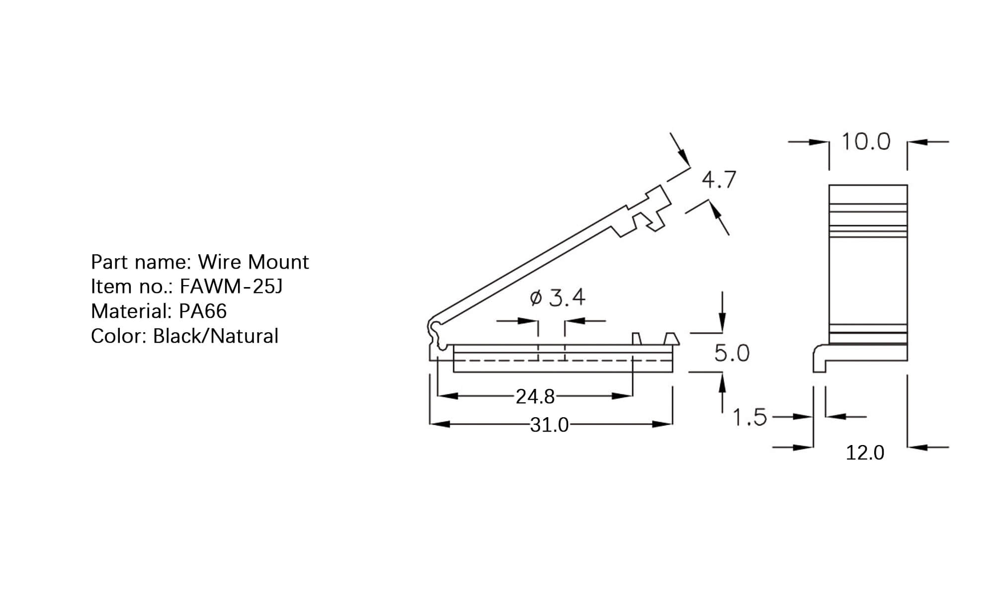 Plastic Wire Mount FAWM-25J